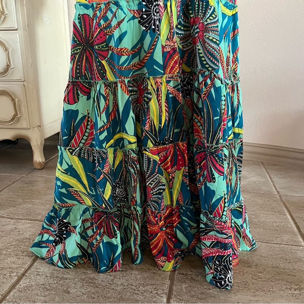 Anthropologie Boemo Aqua Multicolor Floral Maxi Dress - Picture 9 of 13